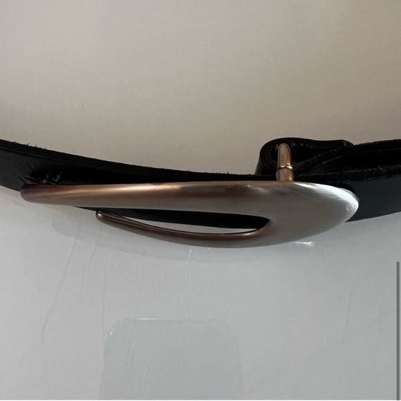 HEXAGONE CUR | Black & silver retro size large leather belt - Picture 6 of 9